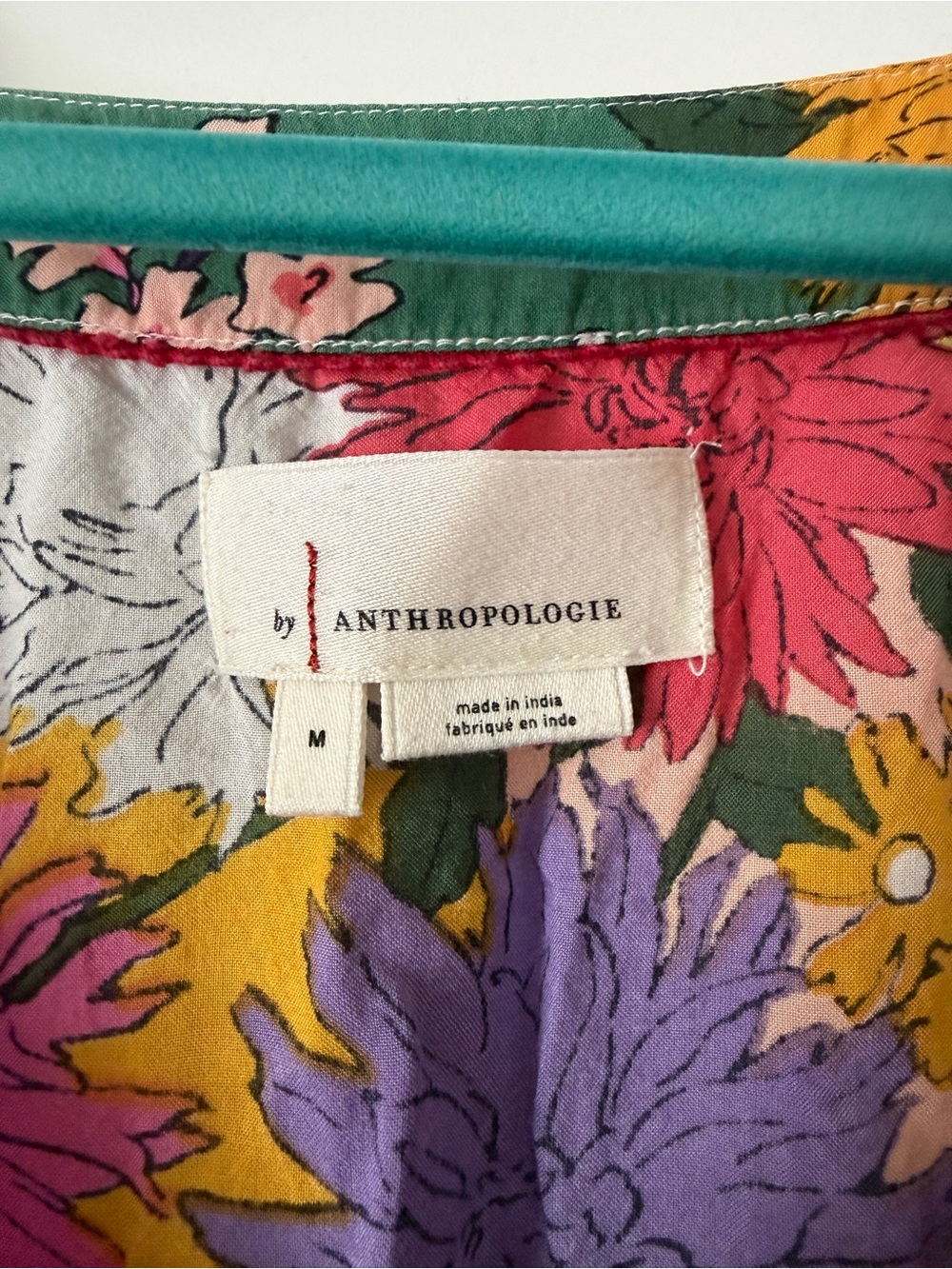 Anthropologie Floral Patchwork Short Dress in Green, Purple & White - Picture 2 of 3